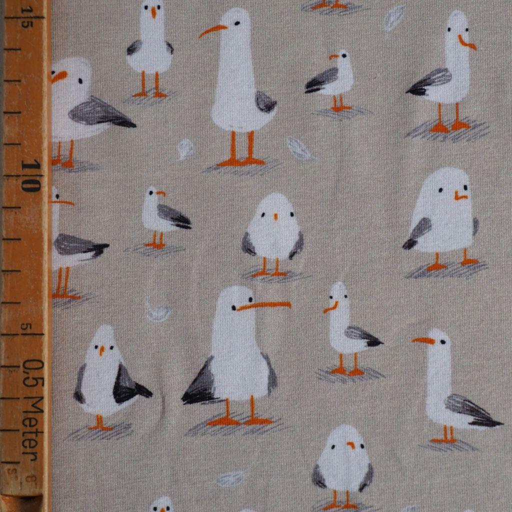 Baumwolljersey Möwen beige – FVJ